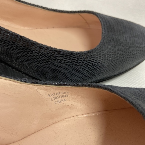Taryn Rose Kathleen Reptile Embossed Leather Wedges Navy Slate Size 8.5 - Picture 5 of 7